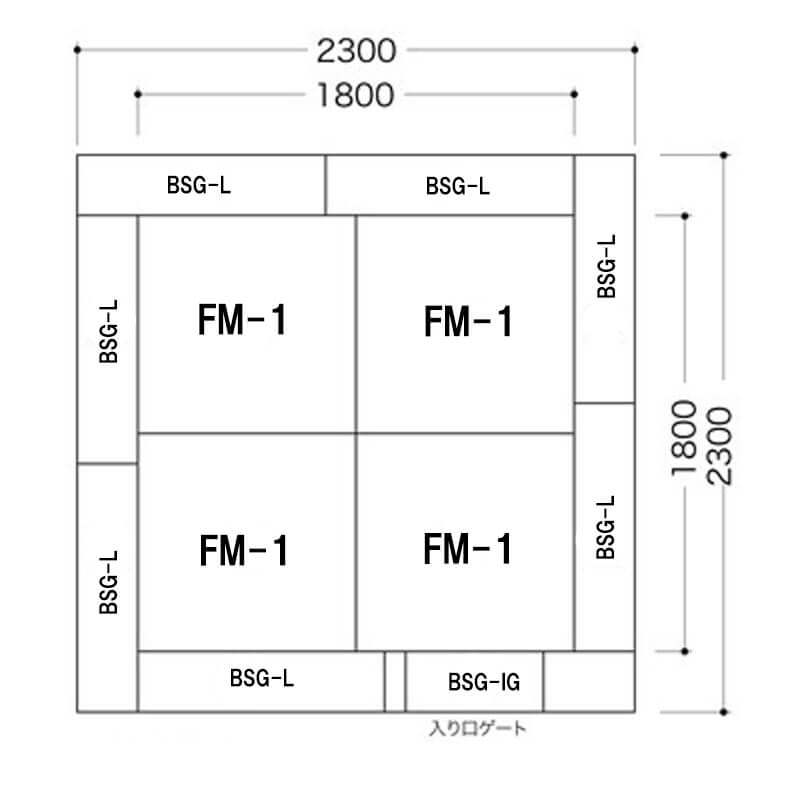 ブロックシリーズ2畳 入り口付き図面