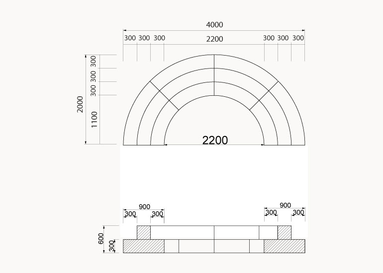 ボールプール半円型　BPMH-4000図面