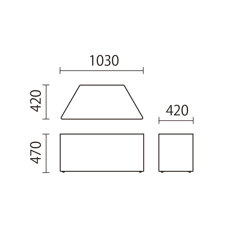 テーブルベース台（台形）　KZ-DD図面