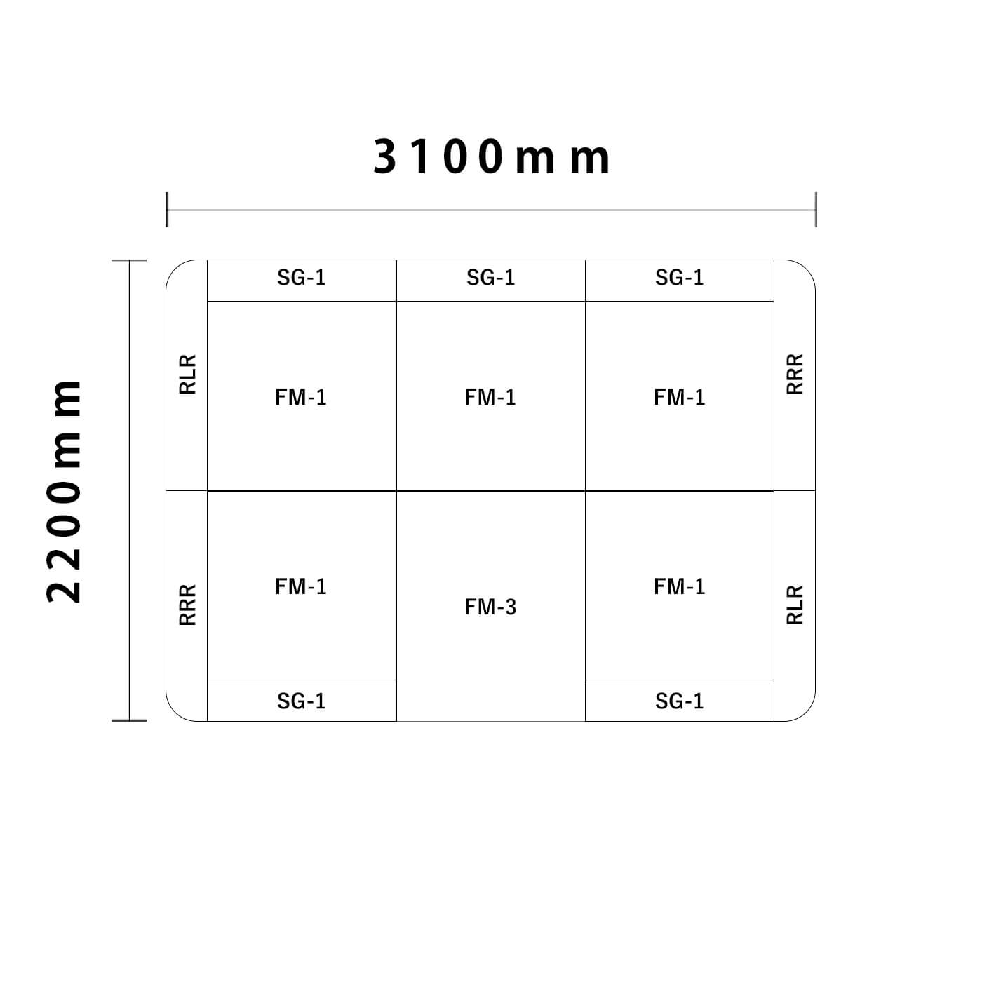 リスシリーズ 角R 3畳　入口付き図面