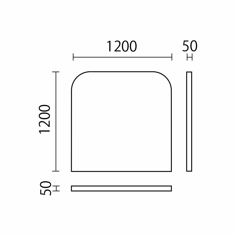 角丸ウォールマット　W1200×H1200　UHKM-12図面