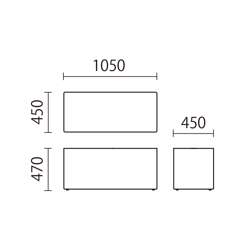 テーブルベース台（長方形）　KZ-DT図面