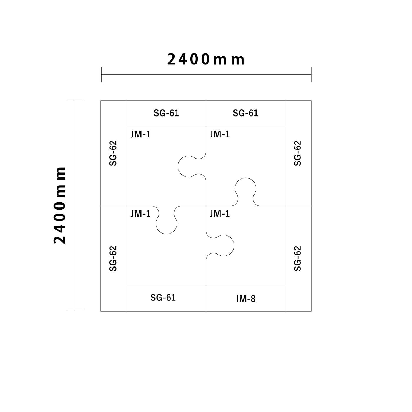 ジグソー/ ライオンシリーズ 2畳 入口付き図面