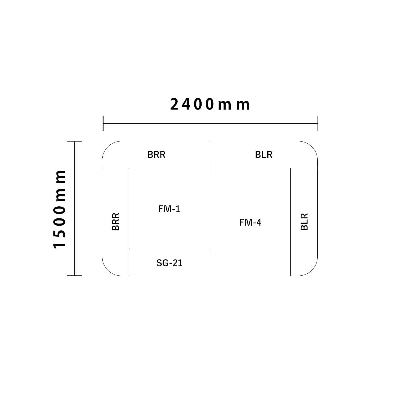 バンビシリーズ 角R 1畳　入口付き図面