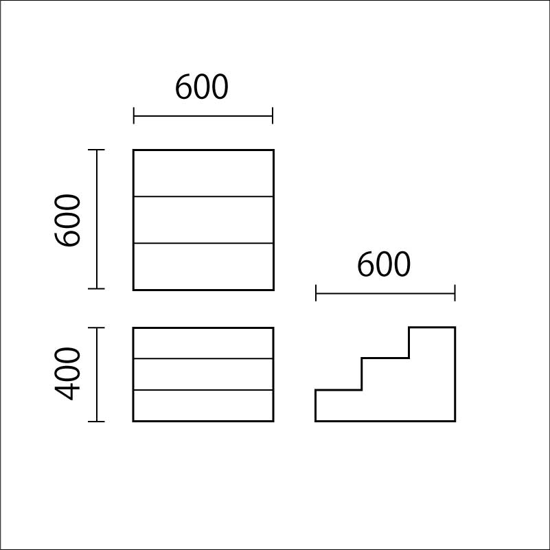 ソフトクッション　3段階段　SK-2図面
