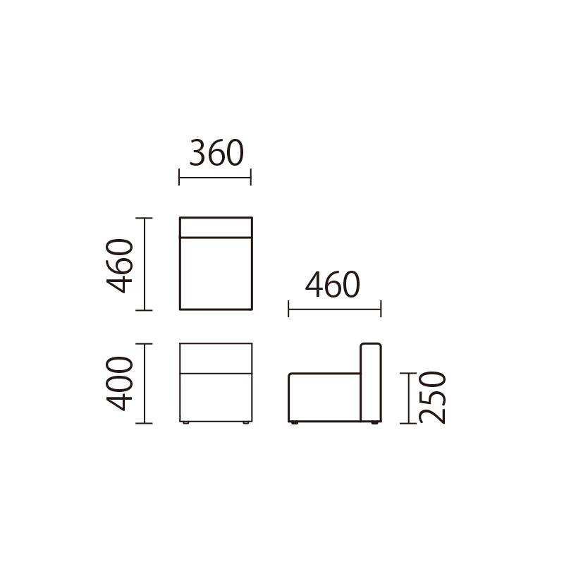 キッズソファー　肘無し　KSS-BC図面