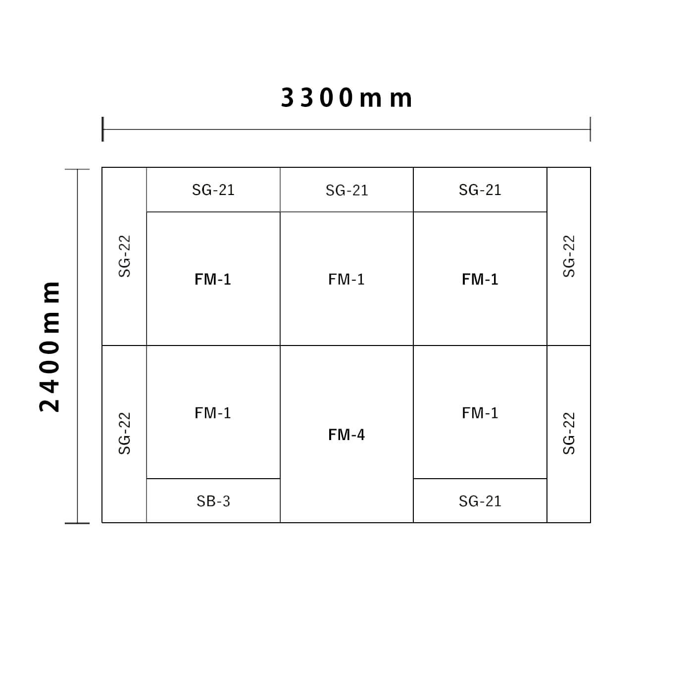 バンビシリーズ 3畳　入口＆下駄箱付き図面