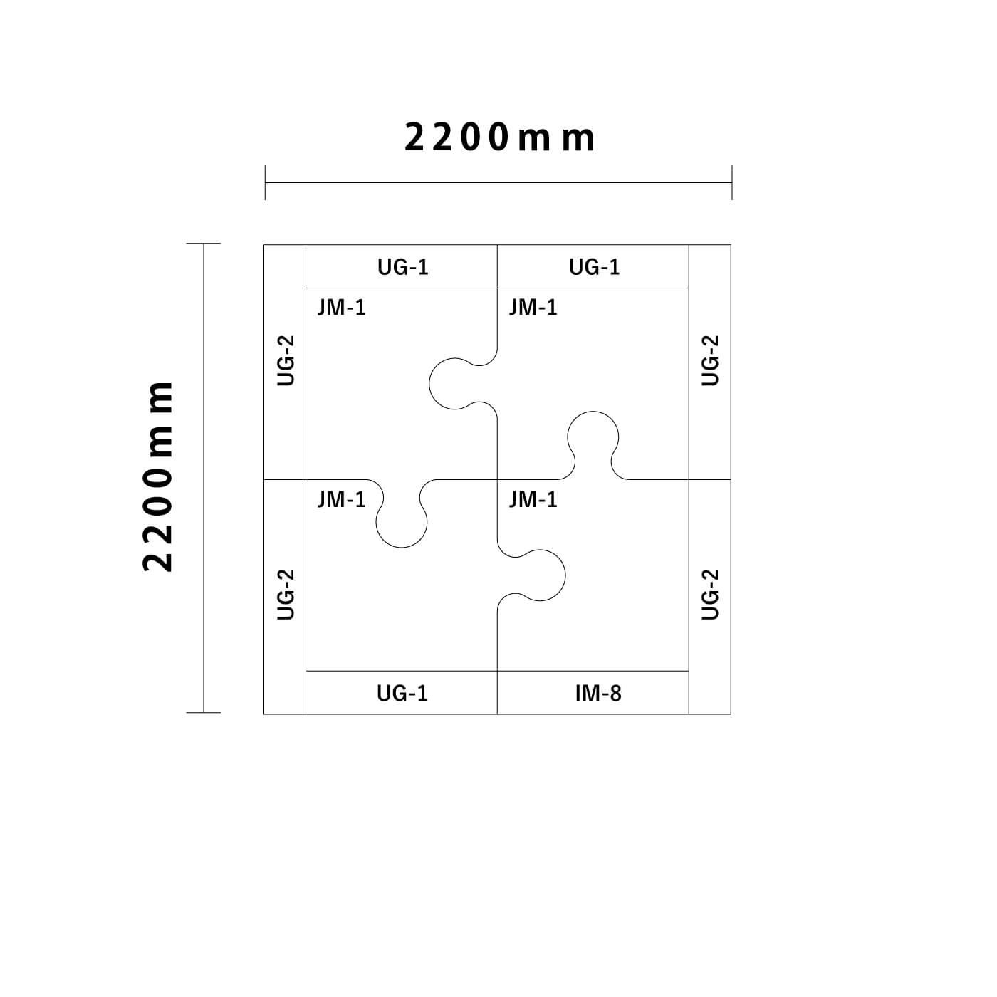 ジグソー/ウェーブシリーズ 2畳 入口付き図面