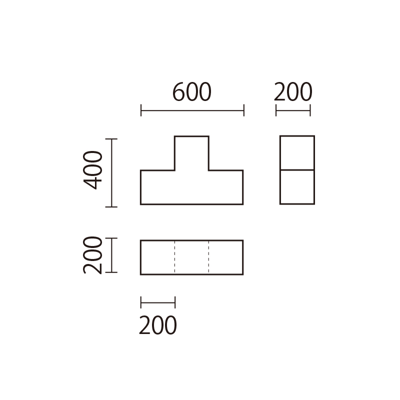 パズルクッション（Tの字）　PKT-1図面