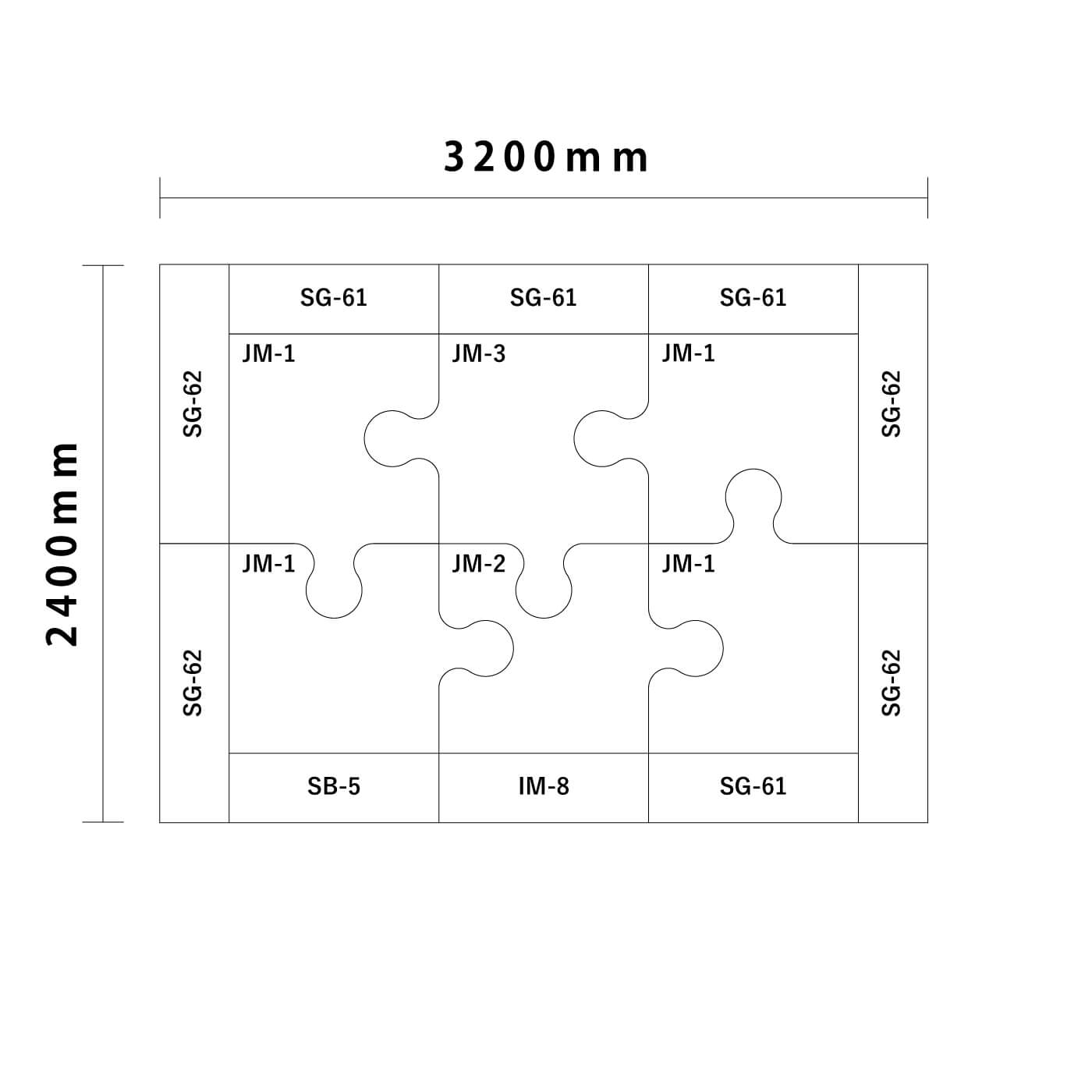 ジグソー/ ライオンシリーズ 3畳 入口＆下駄箱付き図面