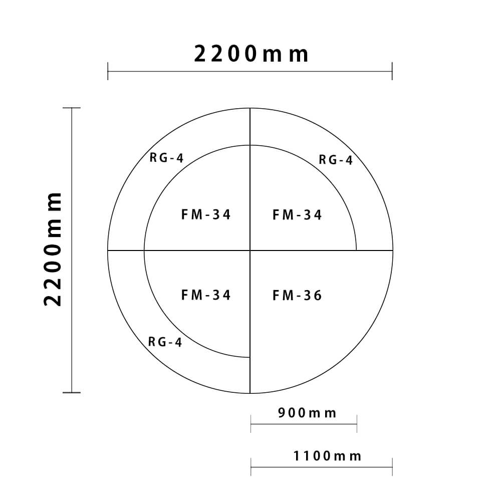 リスシリーズ サークルタイプ  外径2200mm　入口付き図面