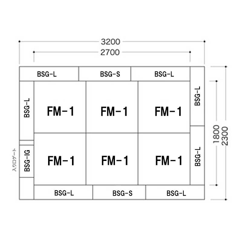 ブロックシリーズ3畳 入り口付き図面
