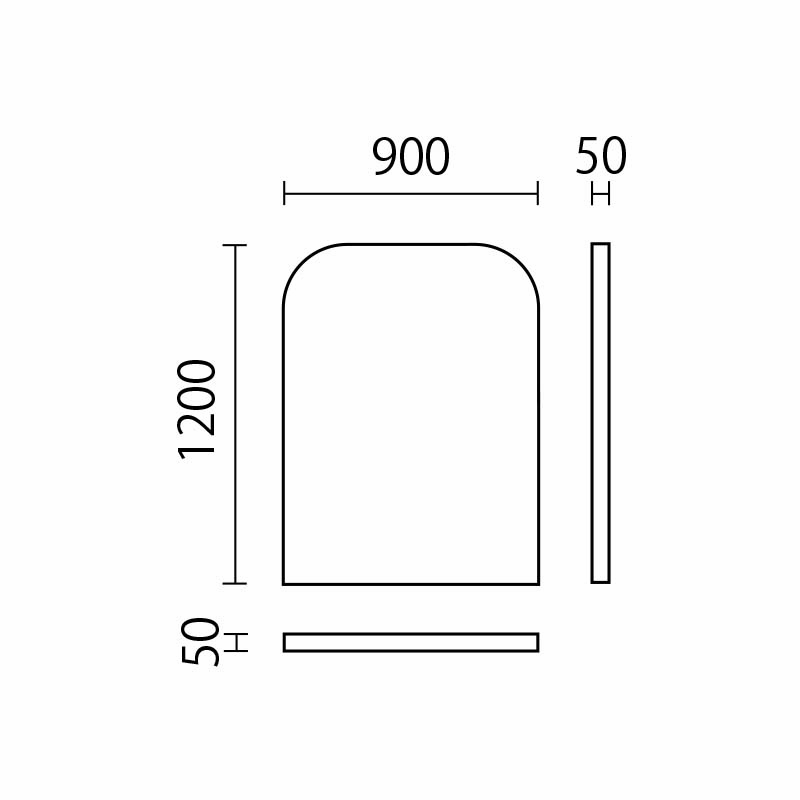 角丸ウォールマット　W900×H1200　UHKM-90図面