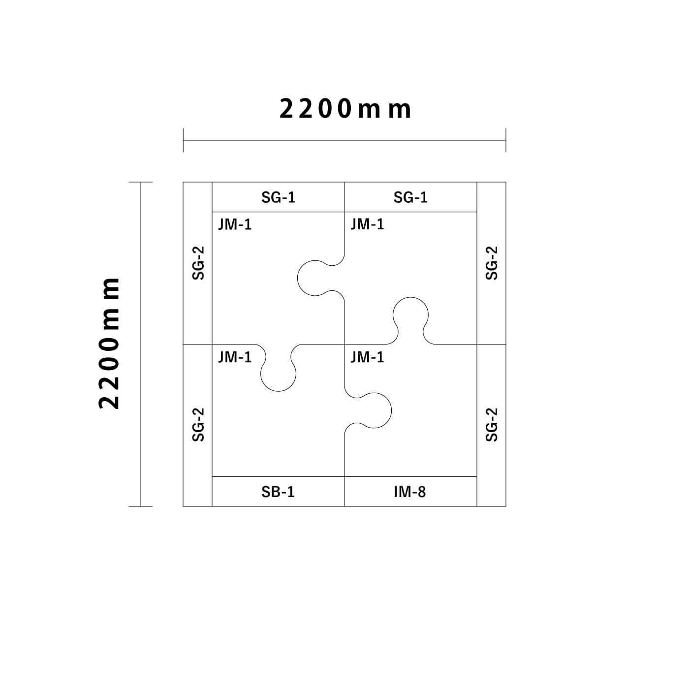 ジグソー/ リスシリーズ 2畳 入口＆下駄箱付き図面