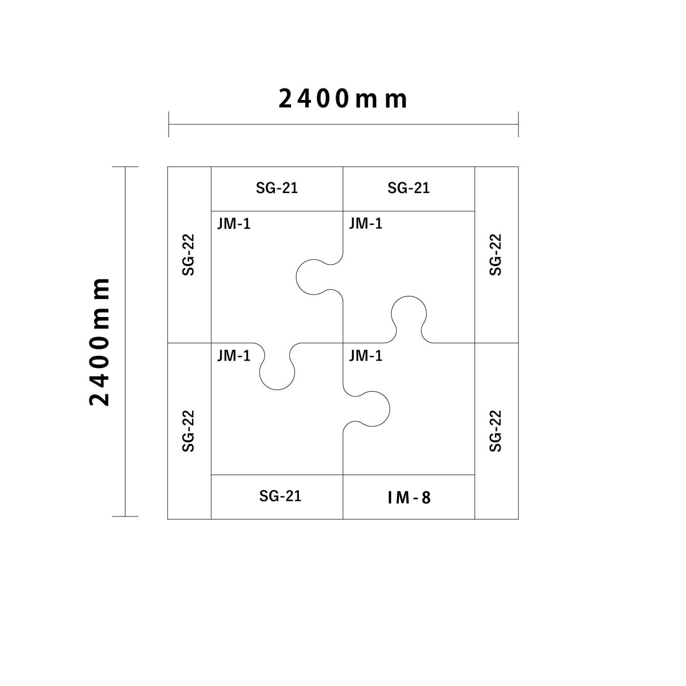 ジグソー/ バンビシリーズ 2畳 入口付き図面