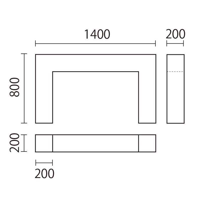 パズルクッション（コの字大）　PKD-1図面