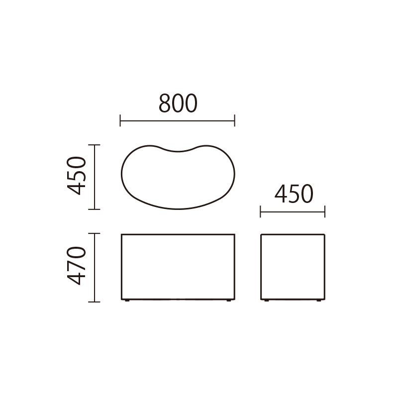 テーブルベース台（ビーンズ）　KZ-DB図面