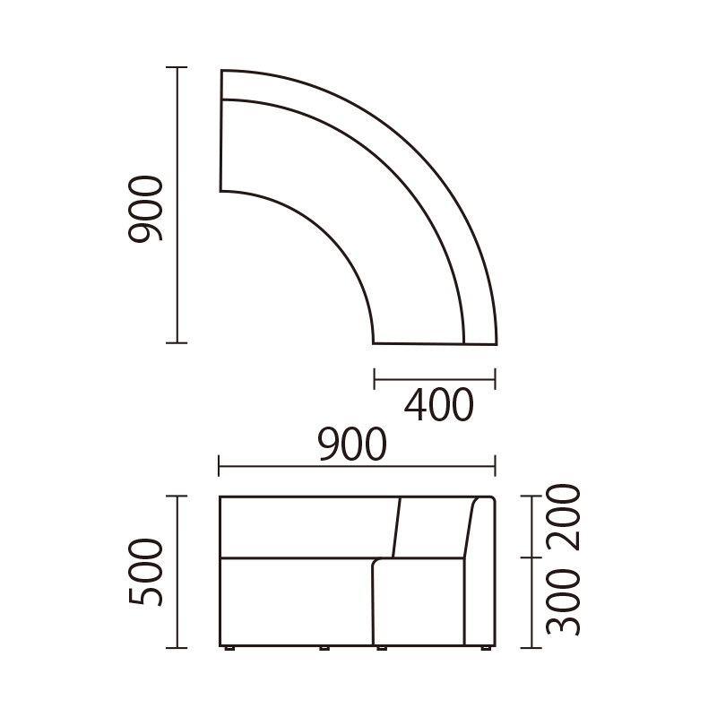 キッズベンチ（R型）　KB-3図面