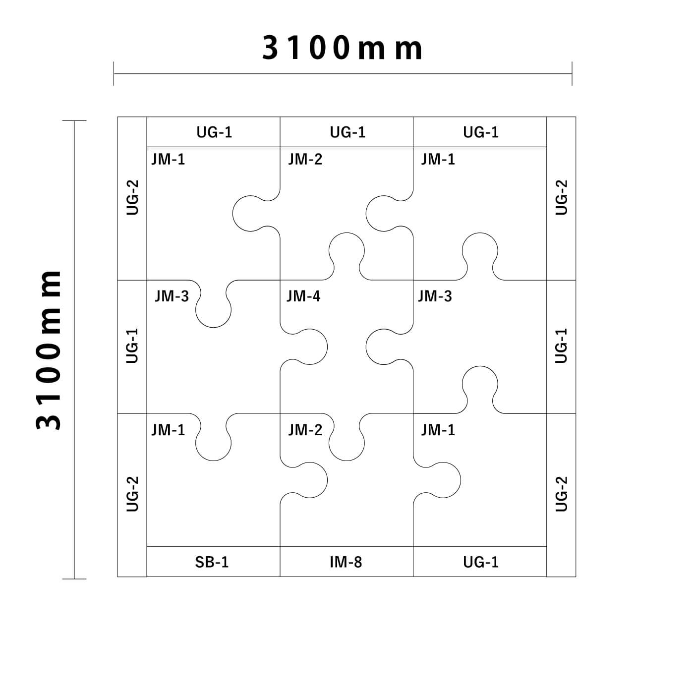 ジグソー/ウェーブシリーズ 4.5畳 入口付き図面