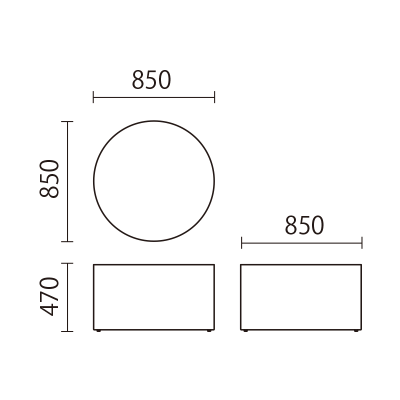 テーブルベース台（円）（850丸）　KZ-DE図面