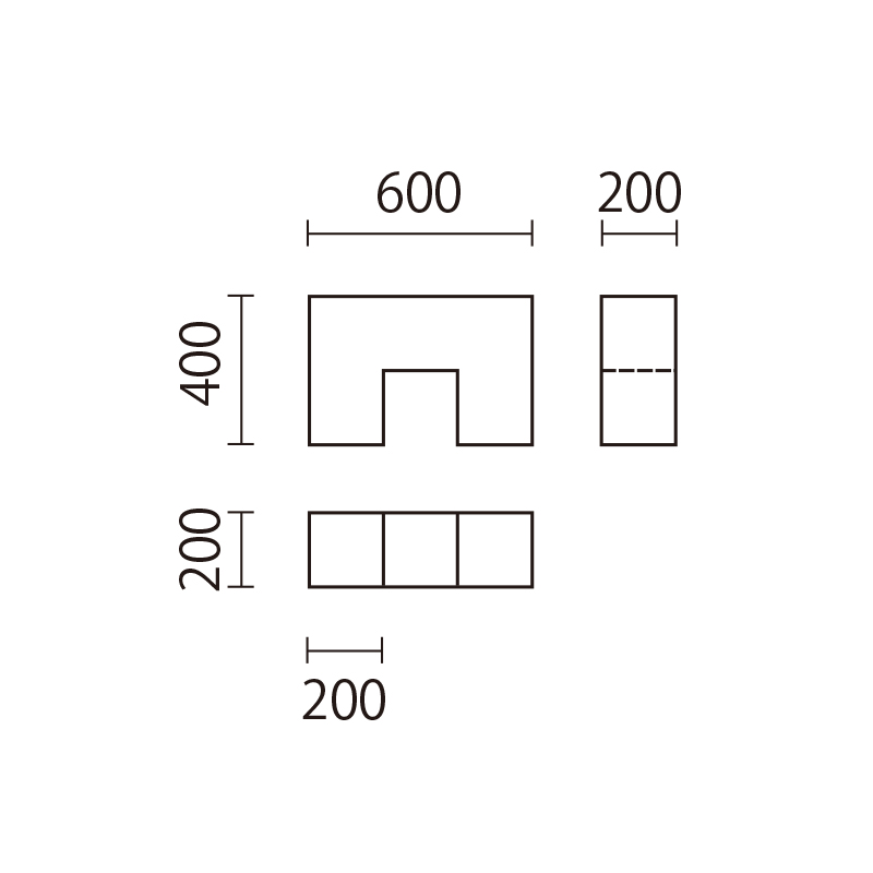 パズルクッション（コの字小）　PKS-1図面