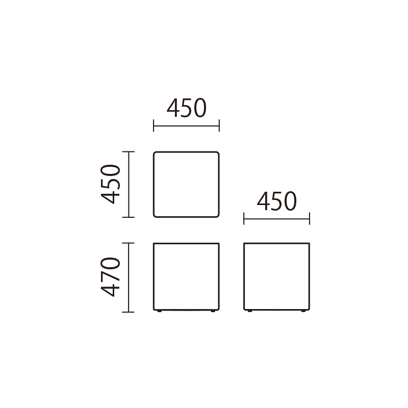 テーブルべ―ス台（正方形）　KZ-DS図面