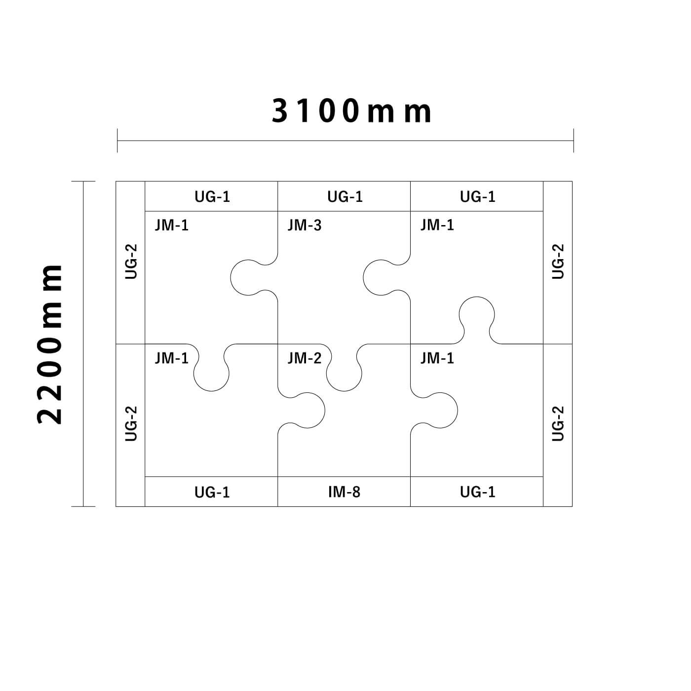 ジグソー/ウェーブシリーズ 3畳 入口付き図面