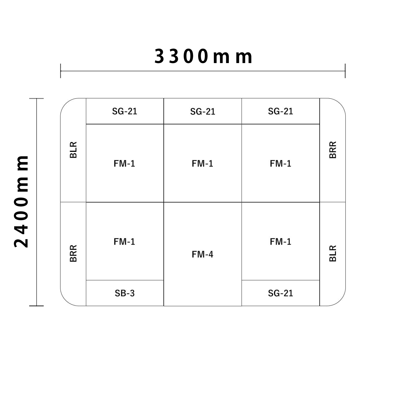 バンビシリーズ 角R 3畳　入口＆下駄箱付き図面