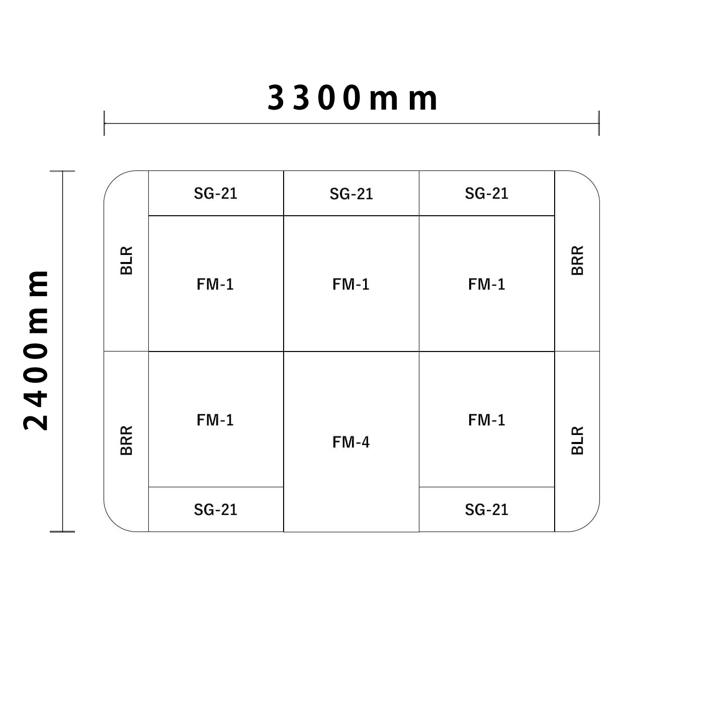 バンビシリーズ 角R 3畳　入口付き図面