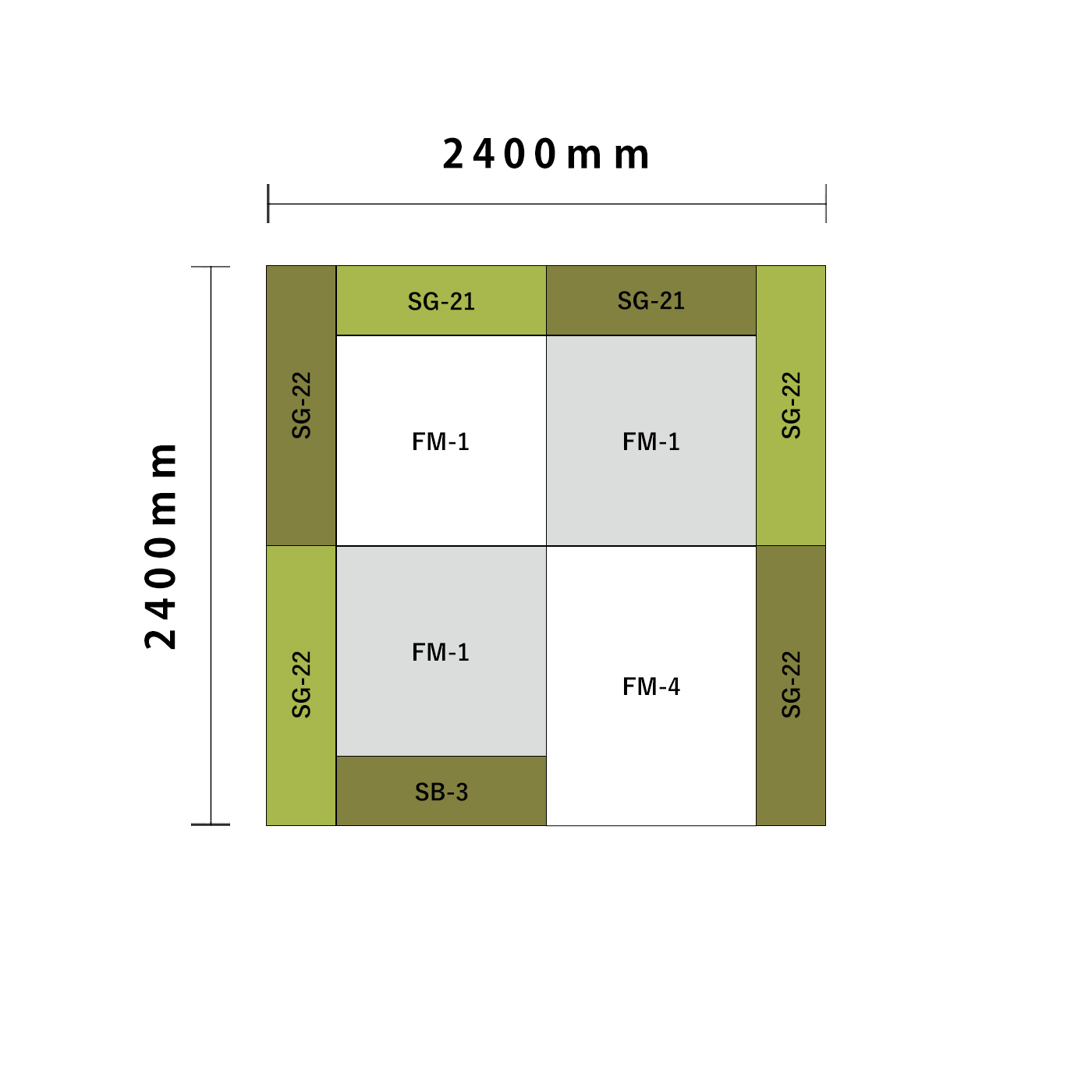 バンビシリーズ 2畳　入口＆下駄箱付き図面