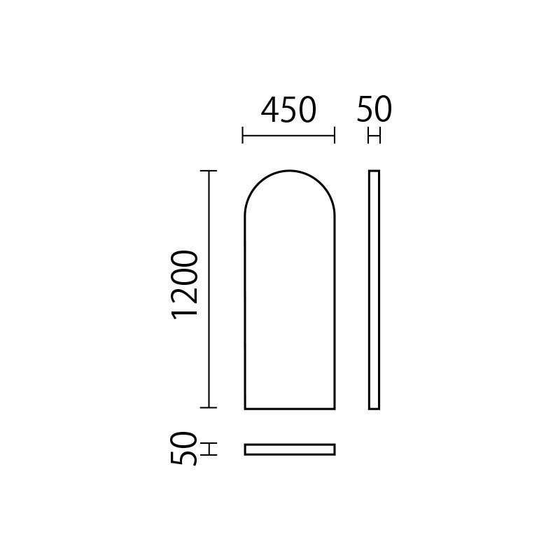 角丸ウォールマット　W450×H1200　UHKM-45図面