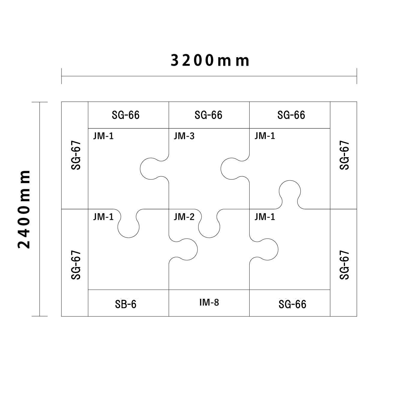 ジグソー/ ライオンシリーズ 3畳 入口＆下駄箱付き図面