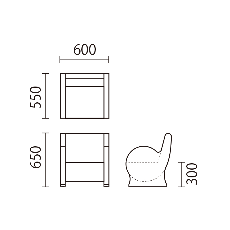 キッズソファー　コロン1P　CN-1図面