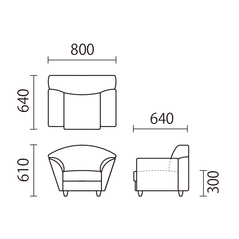 キッズソファー　プラム1P　PM-1図面
