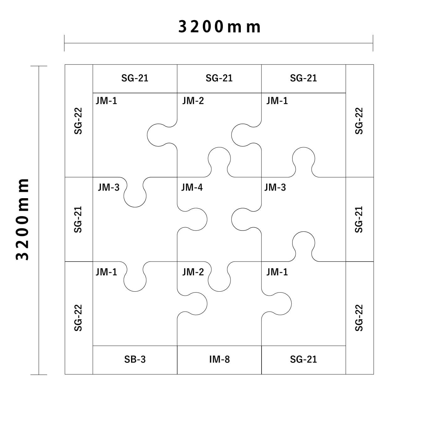 ジグソー/バンビシリーズ 4.5畳入口＆下駄箱付き図面