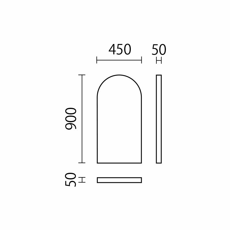 角丸ウォールマット　W450×H900　ULKM-45図面
