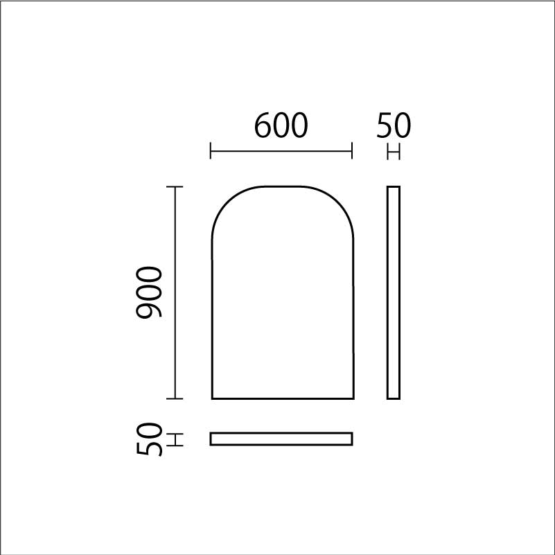 角丸ウォールマット　W600×H900　ULKM-60図面
