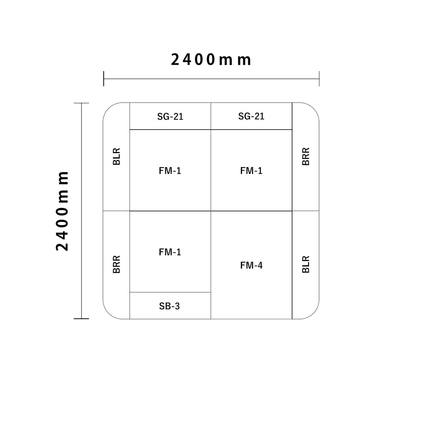 バンビシリーズ 角R 2畳　入口＆下駄箱付き図面