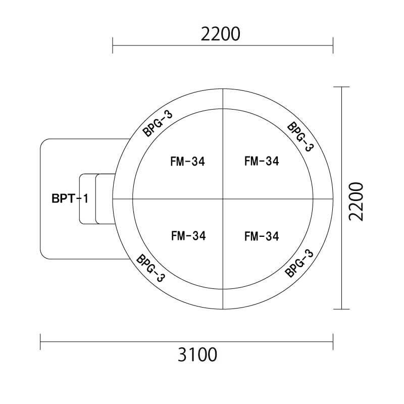 ボールプールセットC　連結金具込図面
